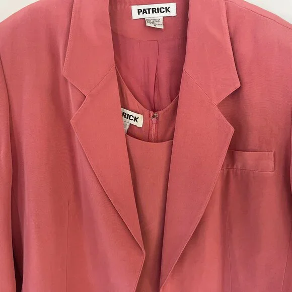 PATRICK Dusty Pink Silk Blazer + Dress Set – Women's Size 6 - Picture 2 of 14